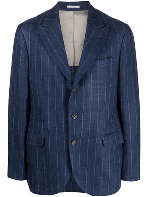 Brunello Cucinelli single-breasted pinstripe blazer - Blue