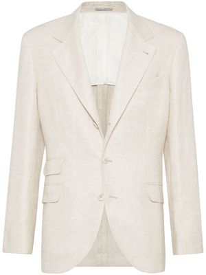 Brunello Cucinelli single-breasted twill blazer - Neutrals