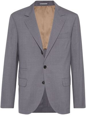 Brunello Cucinelli single-breasted wool-silk blazer - Grey
