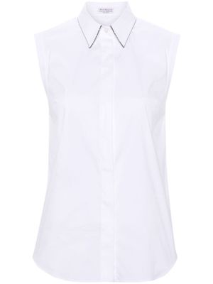 Brunello Cucinelli sleeveless button-up shirt - White