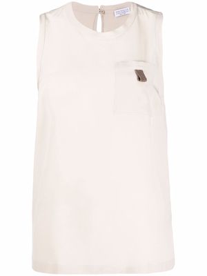 Brunello Cucinelli sleeveless chest-pocket tank top - Neutrals