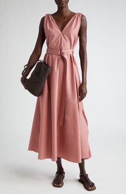 Brunello Cucinelli Sleeveless Cotton Blend Belted Dress in C9596 Pink