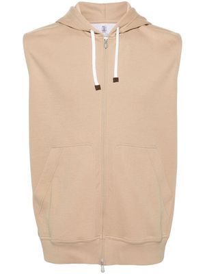 Brunello Cucinelli sleeveless cotton hoodie - Neutrals