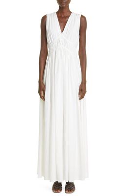 Brunello Cucinelli Sleeveless Poplin Maxi Dress in C600 White