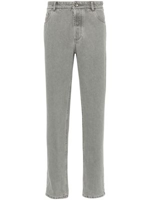 Brunello Cucinelli slim-cut cotton trousers - Grey