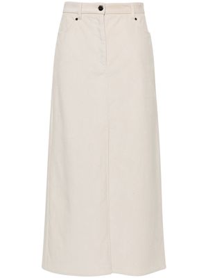 Brunello Cucinelli slit-detail corduroy mini skirt - Neutrals