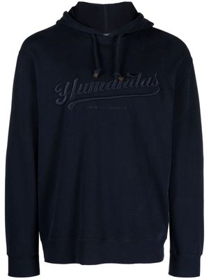 Brunello Cucinelli slogan-embroidered cotton hoodie - Blue