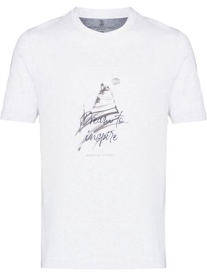Brunello Cucinelli slogan print cotton T-shirt - CMB51 - PEARL WHITE