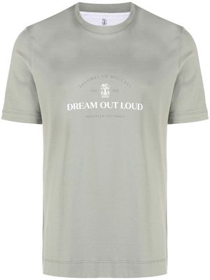 Brunello Cucinelli slogan-print cotton T-shirt - Green