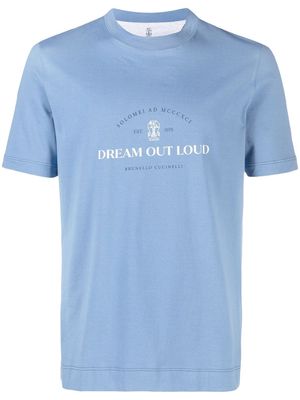 Brunello Cucinelli slogan-print jersey T-shirt - Blue