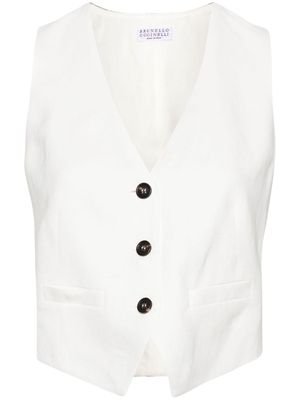 Brunello Cucinelli slub-texture waistcoat - White