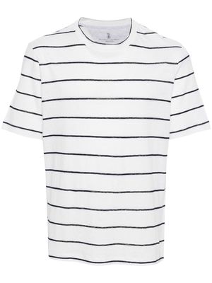 Brunello Cucinelli slub-textured striped T-shirt - Neutrals
