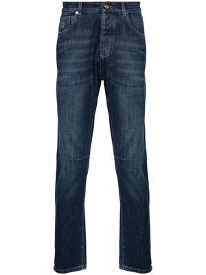 Brunello Cucinelli Solomei-embroidered tapered jeans - Blue