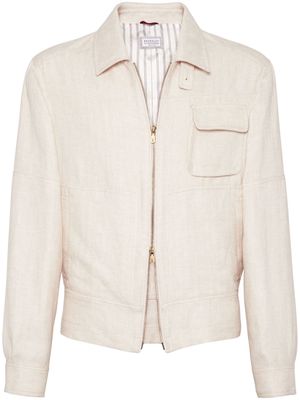 Brunello Cucinelli spread-collar bomber jacket - Neutrals