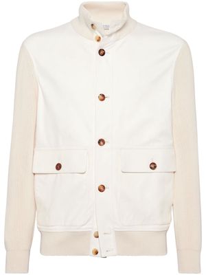 Brunello Cucinelli spread-collar leather shirt jacket - White