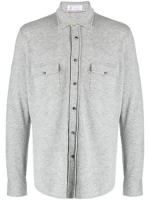 Brunello Cucinelli spread-collar wool-blend cardigan - Grey