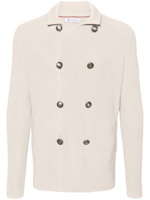 Brunello Cucinelli stand-up collar cotton cardigan - Neutrals