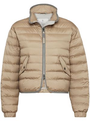 Brunello Cucinelli stand-up collar quilted puffer jacket - Neutrals