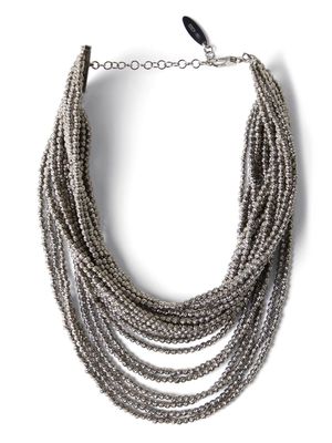 Brunello Cucinelli sterling silver draped beaded necklace