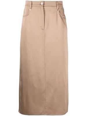 Brunello Cucinelli straight-cut midi skirt - Brown