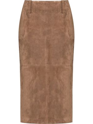 Brunello Cucinelli straight leather skirt - Neutrals