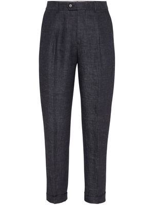 Brunello Cucinelli straight-leg linen trousers - Black