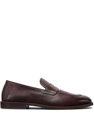Brunello Cucinelli strap-detail leather loafers - Brown