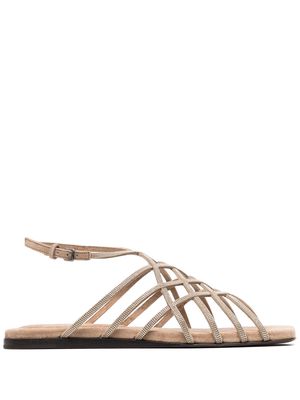 Brunello Cucinelli strap-detail open-toe sandals - Gold