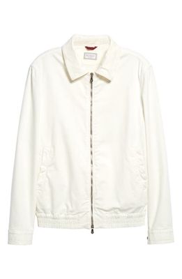 Brunello Cucinelli Stretch Cotton Bomber Jacket in C2200 White