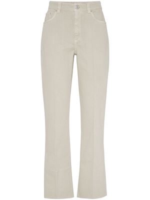 Brunello Cucinelli stretch-cotton kick-flare trousers - Neutrals