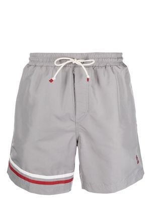 Brunello Cucinelli stripe-detail swim shorts - Grey