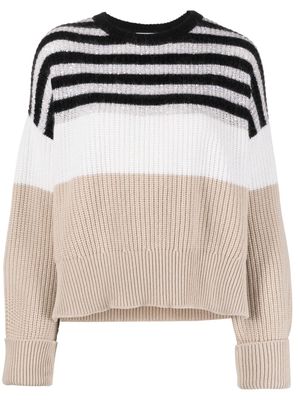 Brunello Cucinelli stripe-pattern knitted jumper - Neutrals