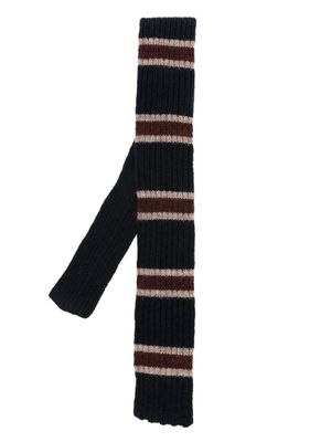 Brunello Cucinelli stripe-pattern knitted tie - Blue