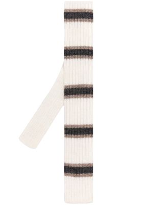 Brunello Cucinelli stripe-pattern knitted tie - Neutrals