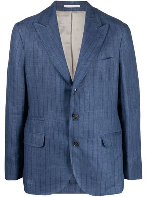 Brunello Cucinelli stripe-pattern linen blazer - Blue