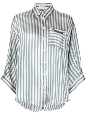 Brunello Cucinelli stripe-pattern long-sleeve shirt - Blue