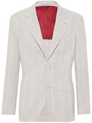 Brunello Cucinelli stripe-pattern notched-lapels blazer - White