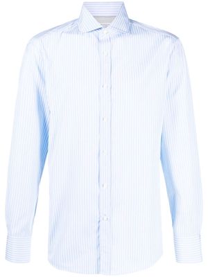 Brunello Cucinelli stripe-print cutaway-collar shirt - Blue
