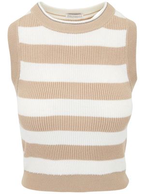 Brunello Cucinelli stripe-print knit vest - Neutrals