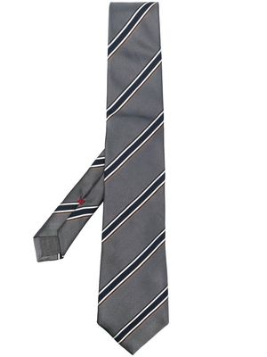 Brunello Cucinelli stripe-print satin tie - Grey