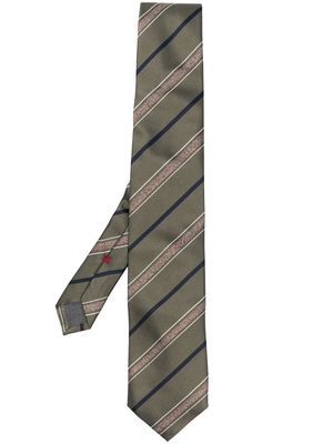 Brunello Cucinelli stripe-print silk tie - Green