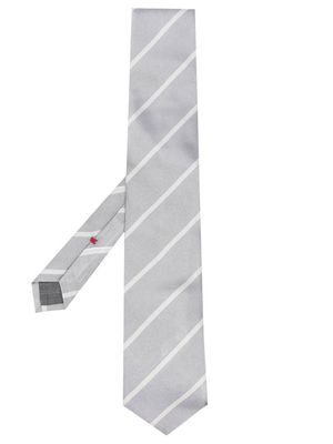 Brunello Cucinelli stripe-print silk tie - Grey