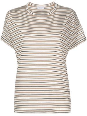 Brunello Cucinelli stripe-print T-shirt - Neutrals