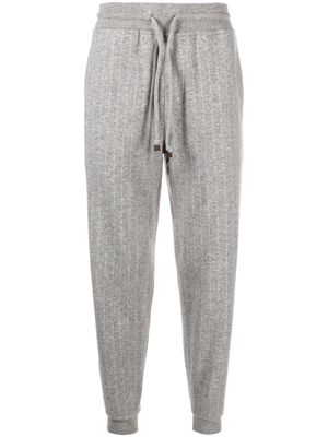 Brunello Cucinelli striped cashmere-blend track pants - Grey