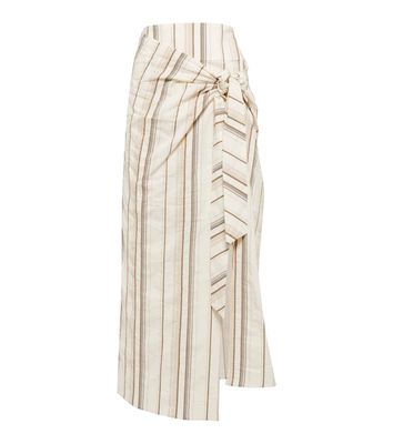 Brunello Cucinelli Striped cotton and linen skirt