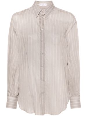 Brunello Cucinelli striped cotton-blend shirt - Grey