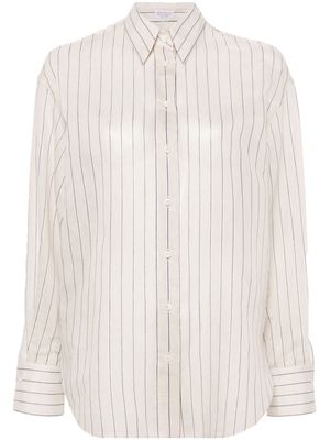 Brunello Cucinelli striped cotton-blend shirt - Neutrals