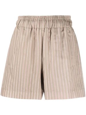 Brunello Cucinelli striped cotton-blend shorts - Brown