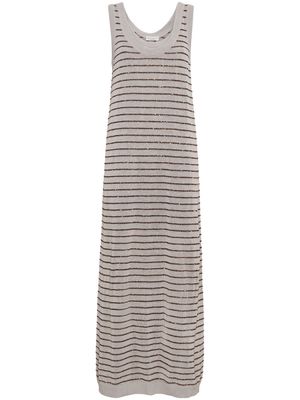 Brunello Cucinelli striped cotton maxi dress - Grey