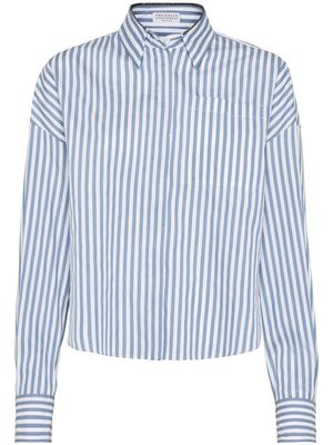 Brunello Cucinelli striped cotton-silk shirt - Blue